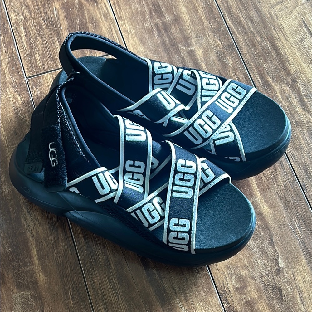 UGG Black Sandals Criss-Cross Design